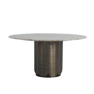 Wholesale Bronze Marble Top Round Table Matte Marble Top Dining Table Set 6 Seater from china suppliers