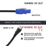 NEMA 5-15P to NAC3FCA 10A/15A American Power Cable AC 14AWG NEMA5-15P to