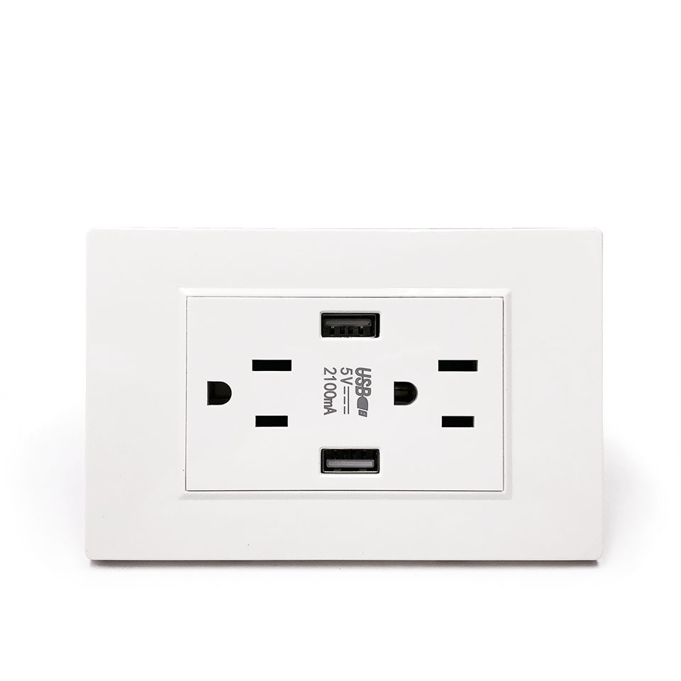 South America Standard USB Wall Outlet Sockets for Residential / General-Purpose