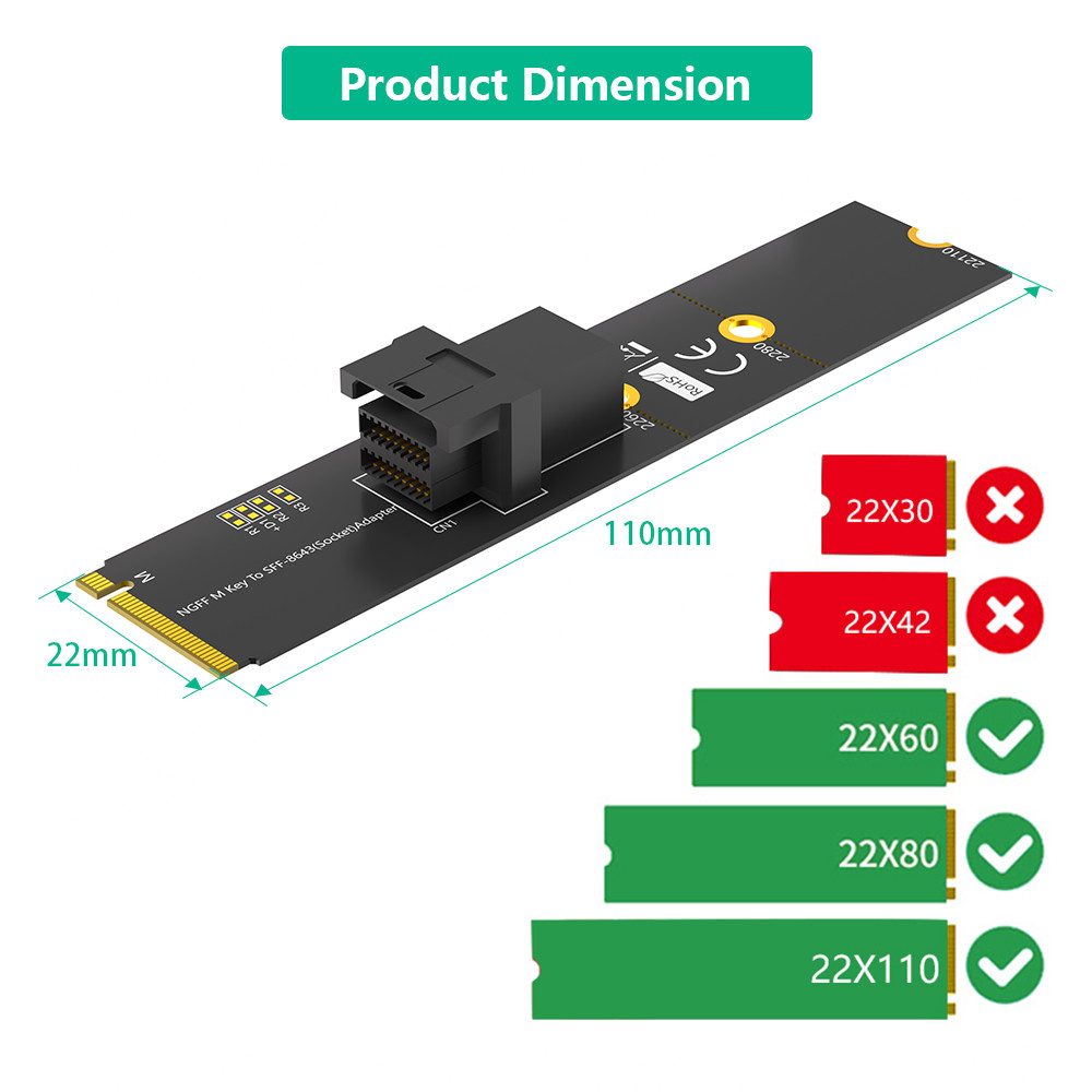 NVMe SSD M.2 Module With Mini SAS HD SFF-8643 Adapter Connector
