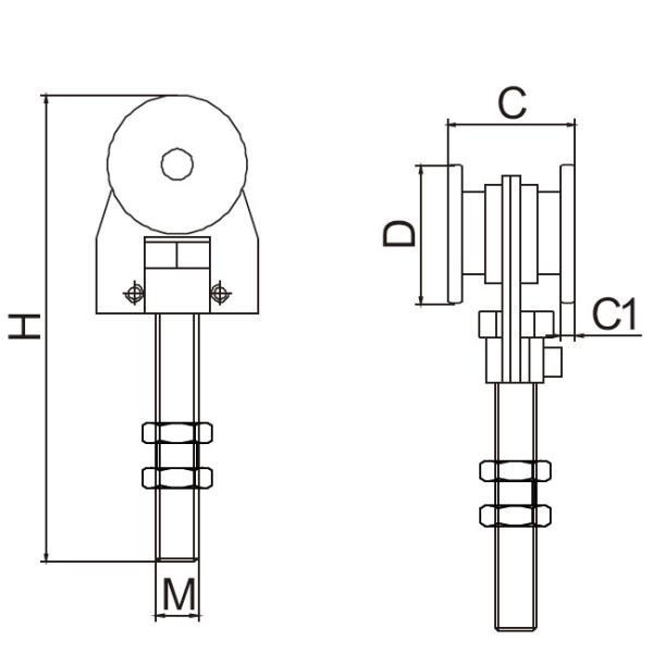 heavy duty 1/2 sliding closet door rollers and tracks wheels replacement 2 wheels 47mm