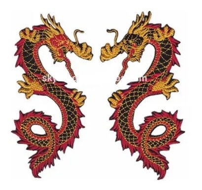 Felt background custom dragon design embroidery patches