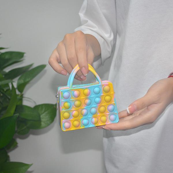 Cute Chain Silicone Purse Pop Bag For Little Girl DIY Fashion Cartoon Mini Kids Fidget