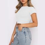 2023 Summer Baby Tee Y2k Crop Tops Tee Shirt Sexy Thin Blank Shirt For Woman
