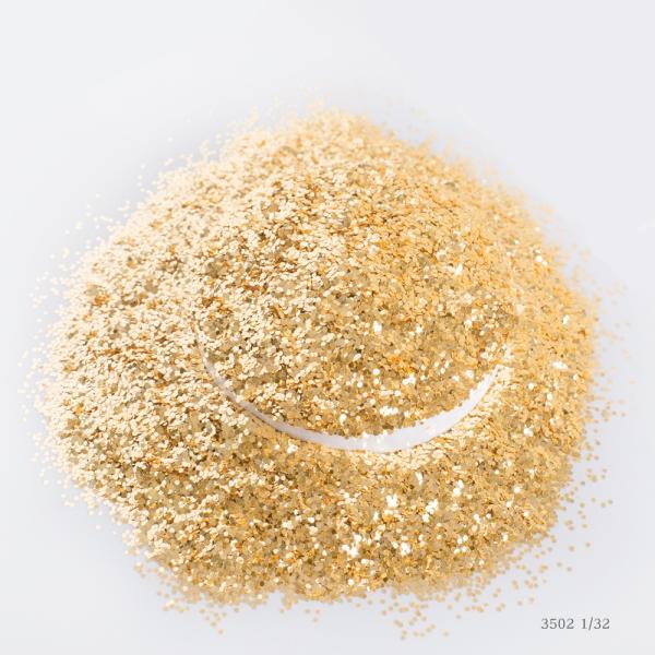 PET Gold Series Glitter Powder 1/8" Hexagon for Screen Printing