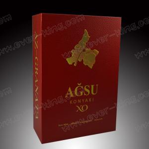 China Custom Rigid Cardboard Liquor Packaging Boxes Cognac Wine Paper Gift Box on sale