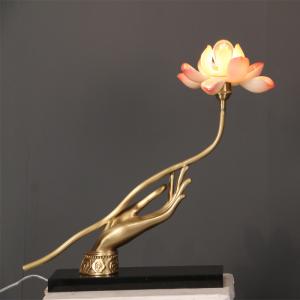 China Electric White Glass LED Household Table Lamp Lotus Flower Shape 110V on sale