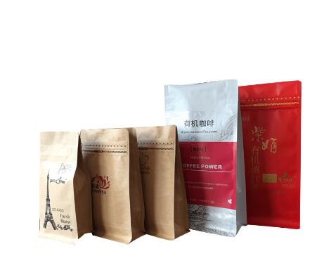 Custom print laminated stand up matte coffee zipper bag with valve