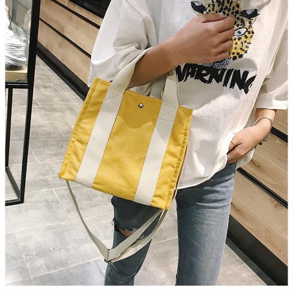 Collapsible Crossbody 50cm Handle Printed Canvas Shopping Bags