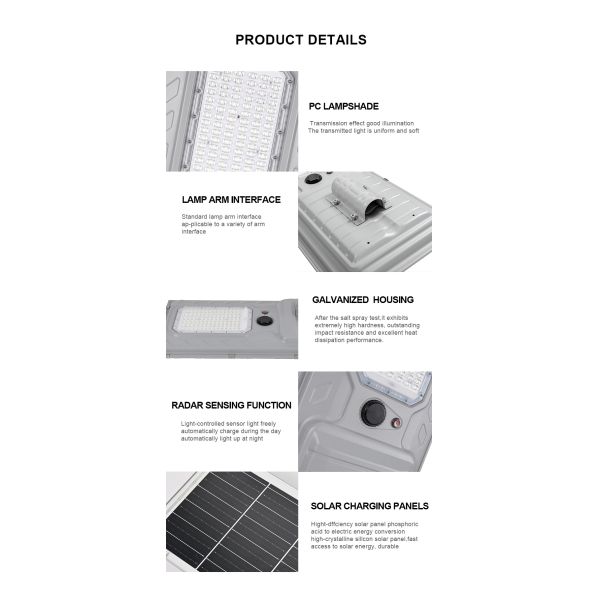 Outdoor Solar Powered Street Lamp LED Light with Motion and Remote Sensor Optional