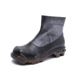 S220 Thick velvet ethnic retro short boots handmade leather original warm women