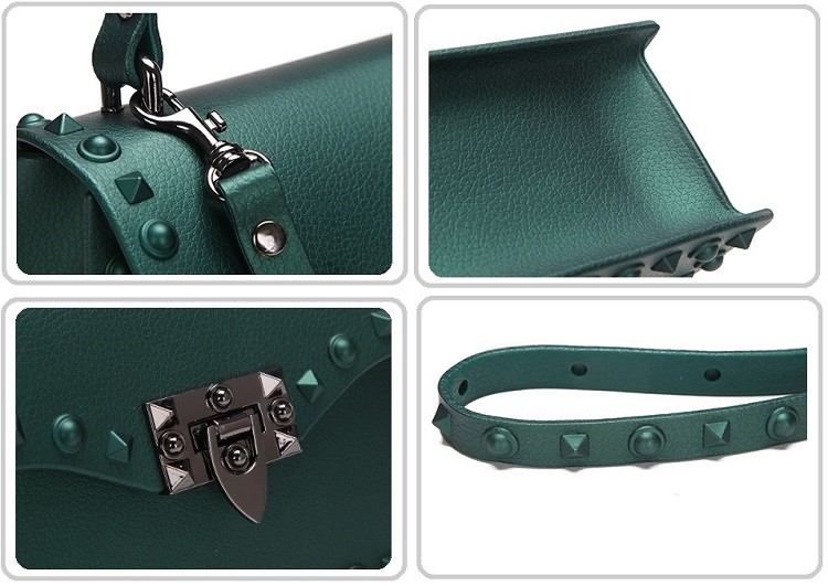 Trim Frosted Rivet Jelly Pu Leather Handbags for Women Shoulder bags