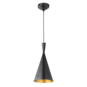 China Mira 1-Light Hourglass Pendant, Black Cord, Oil Rubbed Bronze with Gold Interior Finish on sale