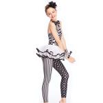 White Black Dance Competition Wear Magic Sleeveless Bodice Cercle Collar Skirt