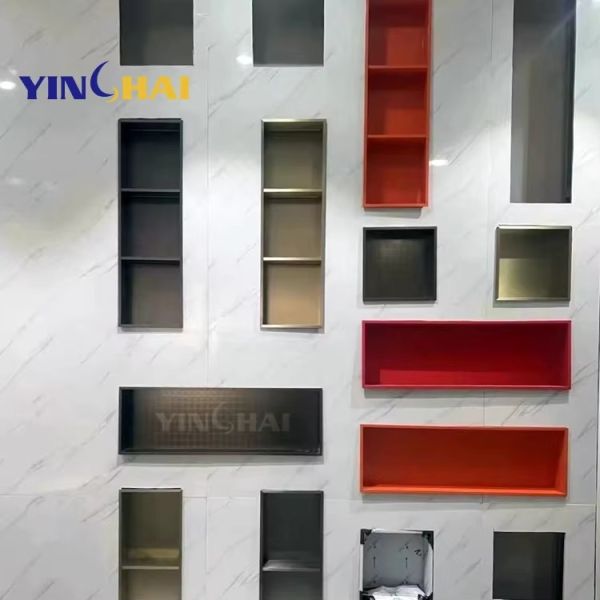 Mirror Stainless Steel Niche Wall Decor 2mm Board Metal Shower Niche For Hotel Bathroom