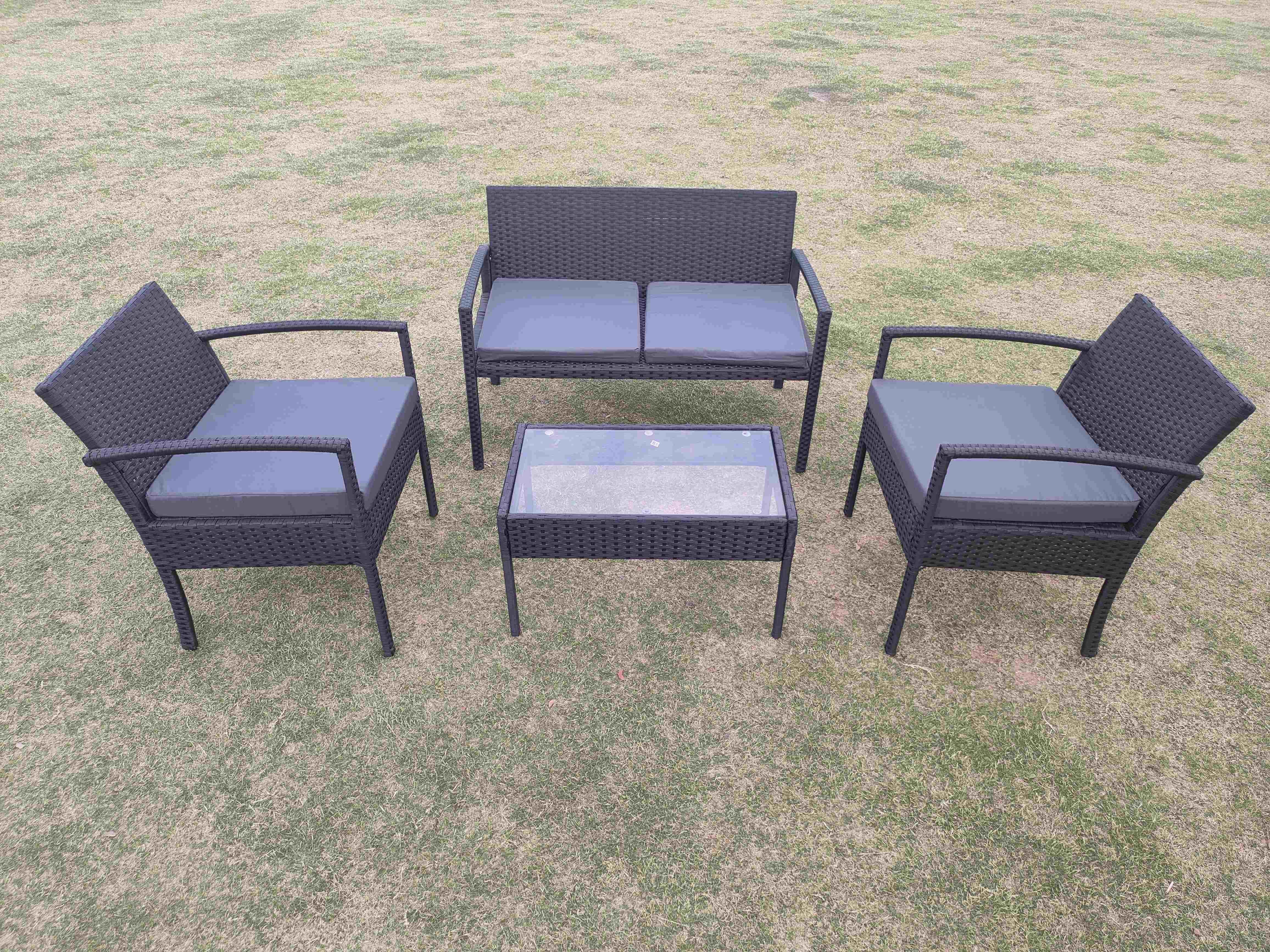 4 Or 6 Pieces Rattan Furniture Sets Outdoor Table And Chair ottoman stool Set Balcony Furniture Sets