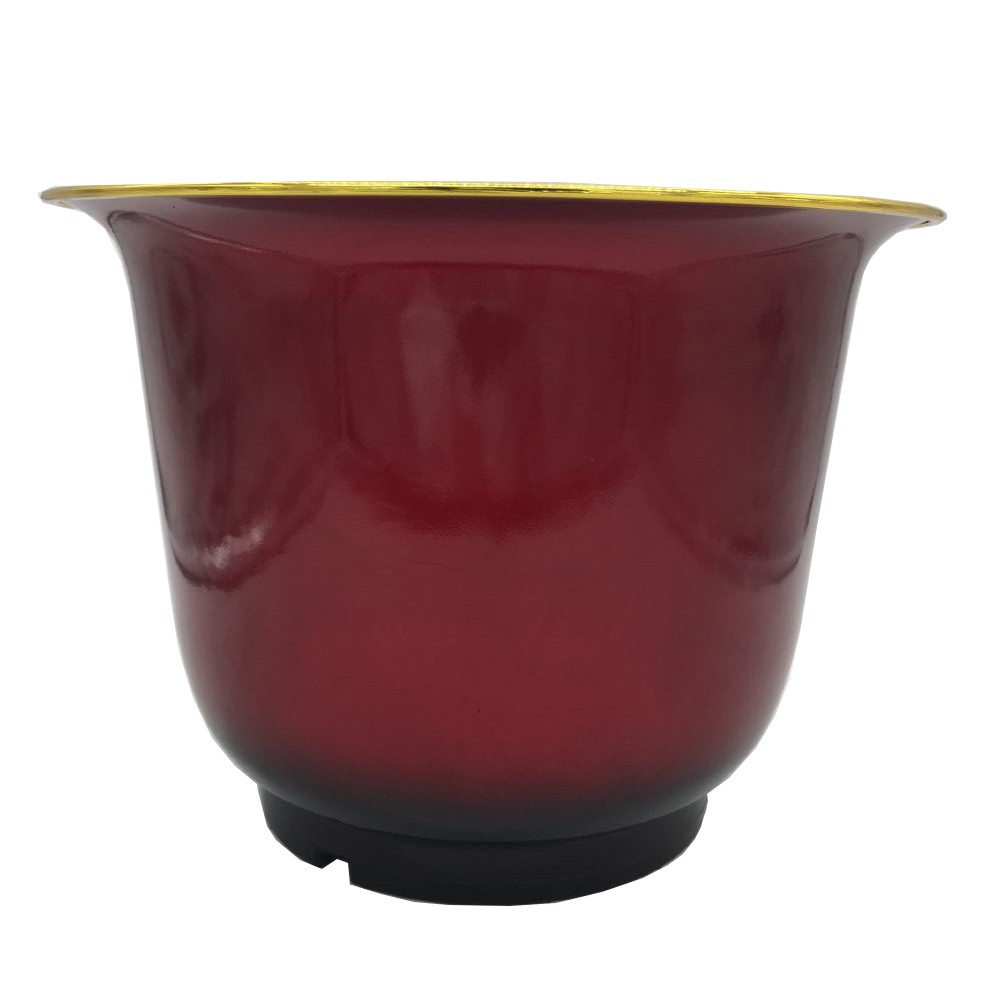 Metal Shiny Plastic Flower Pot with Saucer Together Chinese Style
