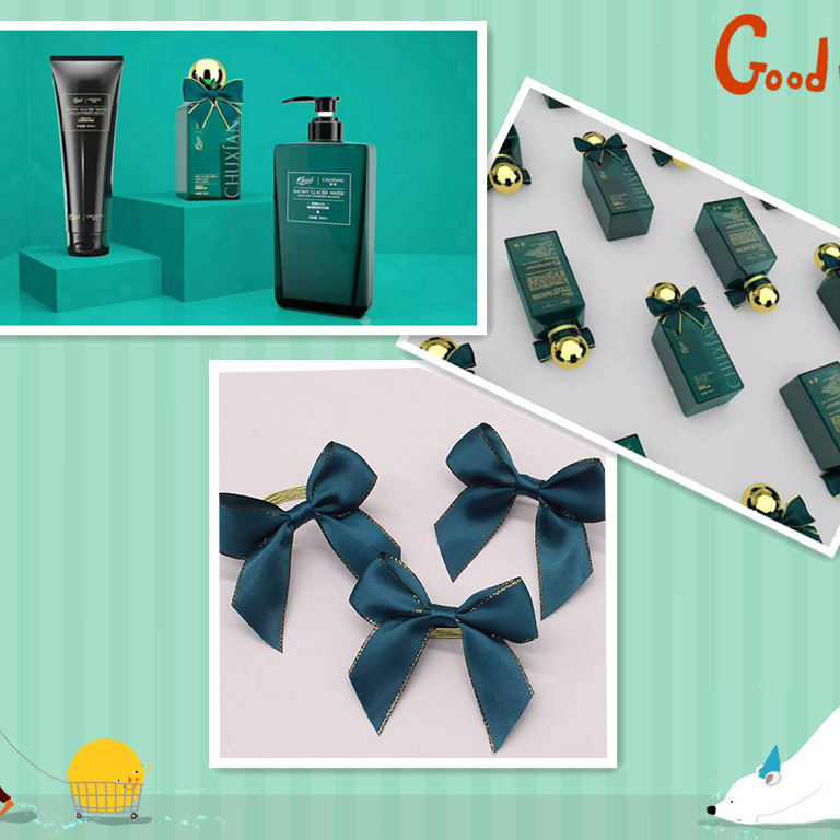 Factory stock 2.2cm double Phnom Penh polyester belt with rubber band bow glass shower gel shampoo Bowknot