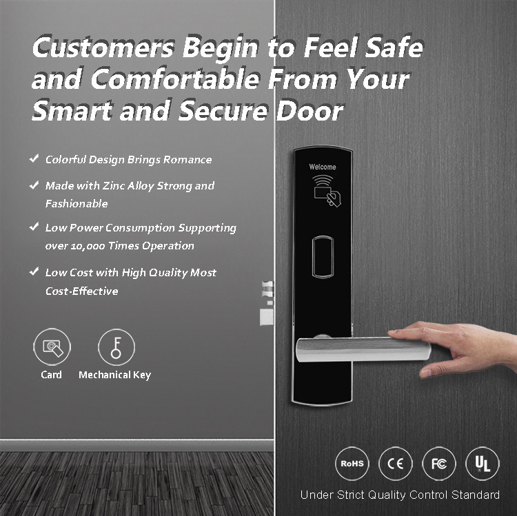 Custom Hotel Card Reader Door Locks , Smart Card Door Lock Super Convenience