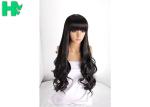 European Fashion Neat Bang Hair Wig Long Wave High Tempreture Synthetic Fiber