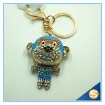 Customs Animal Shape Rhinestone Monkey Metal Key Chain Key Ring For Bags
