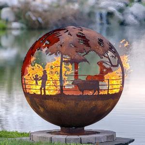 Wholesale 900mm Decorative Corten Globe Steel Fire Pit Handcrafted from china suppliers