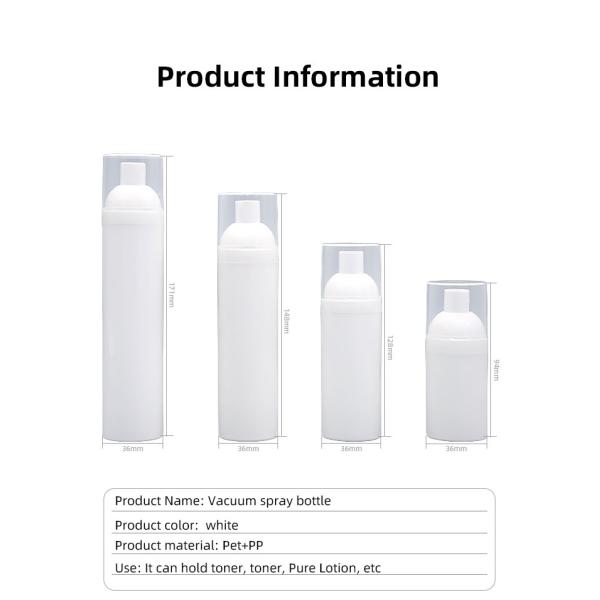 PP Airless spray Bottles Dispenser 30ml 50ml 75ml 100ml Airless spray pump bottle Snap Fastener Design