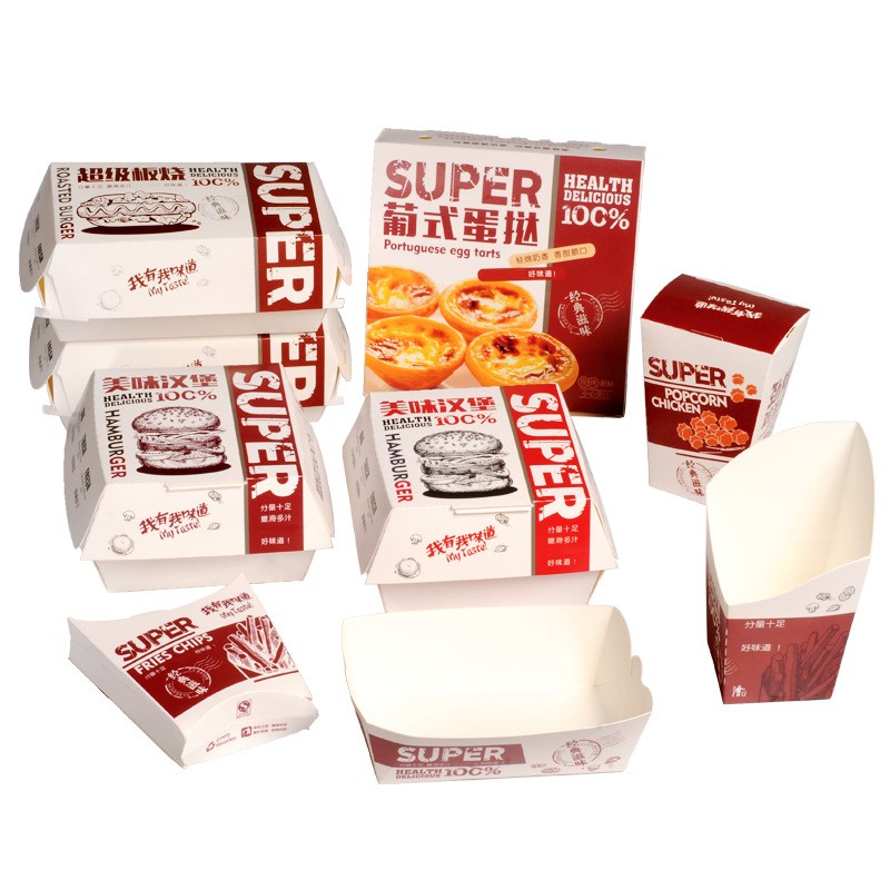 Card Paper Takeaway Food Containers , Paper Burger Box Recycled Materials