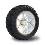 Gold White 14 Inch Golf Cart Rims And Tires Combo 4PLY 101.6 PCD