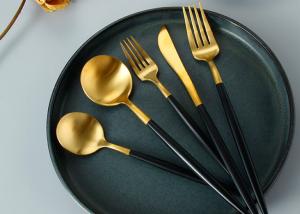 Wholesale 20pcs SUS304 Gold Plated Eating Utensils With Black Handle from china suppliers