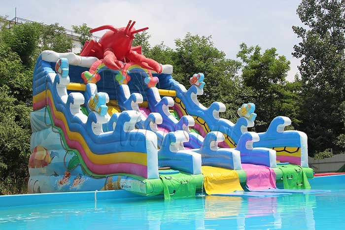 Lobster Inflatable Water Park Pool Slide For Adults / Children 9x6x8.2m