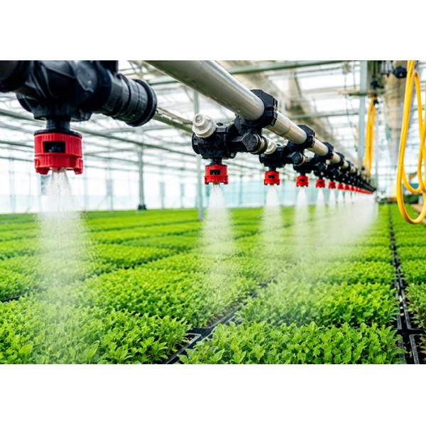 Technical diagram of boom sprinkler irrigation machine components