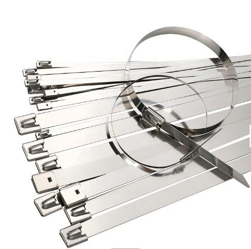 Industrial Standards White Stainless Steel Cable Locking Zip Ties Width 7.9mm