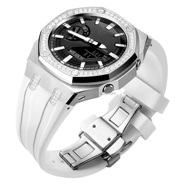 5th Generation Custom Luxury Mod Kit For Casioak Ga 2100 Silicone Band And Diamond Set