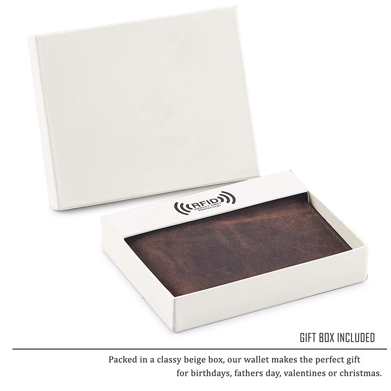 12cm * 10cm * 2cm Full Grain Leather Wallet Set with RFID Blocking and None Decoration