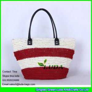 Wholesale LUDA handware deco straw beach bag striped paper straw crochet hand bag from china suppliers