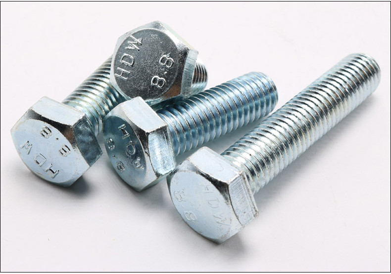 DIN931 Hex Head Screws Grade 8.8 ISO9001 Approved With Zinc Plated