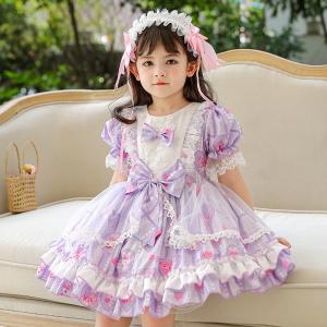 China Lolita Princess Dress Short Sleeved Children's Dress Clothing With Headband on sale