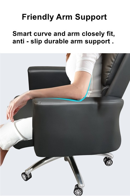 PU Leather Adjustable High-Back Office Chair Home Executive Armrest Swivel Chair, Grey