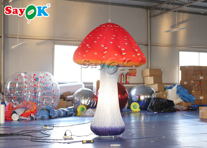 Waterproof 2m Blow Up Mushroom With Air Blower For Stage Decoration