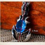925 Sterling Silver Blue Topaz Scorpion Style Pendant Necklace for Women and Men