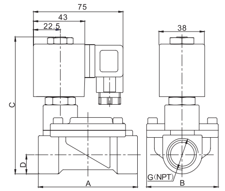 PTFE Diaphragm Stainless Steel Solenoid Valve 3/8'' 1/2'' 3/4'' 1'' 24V 220V