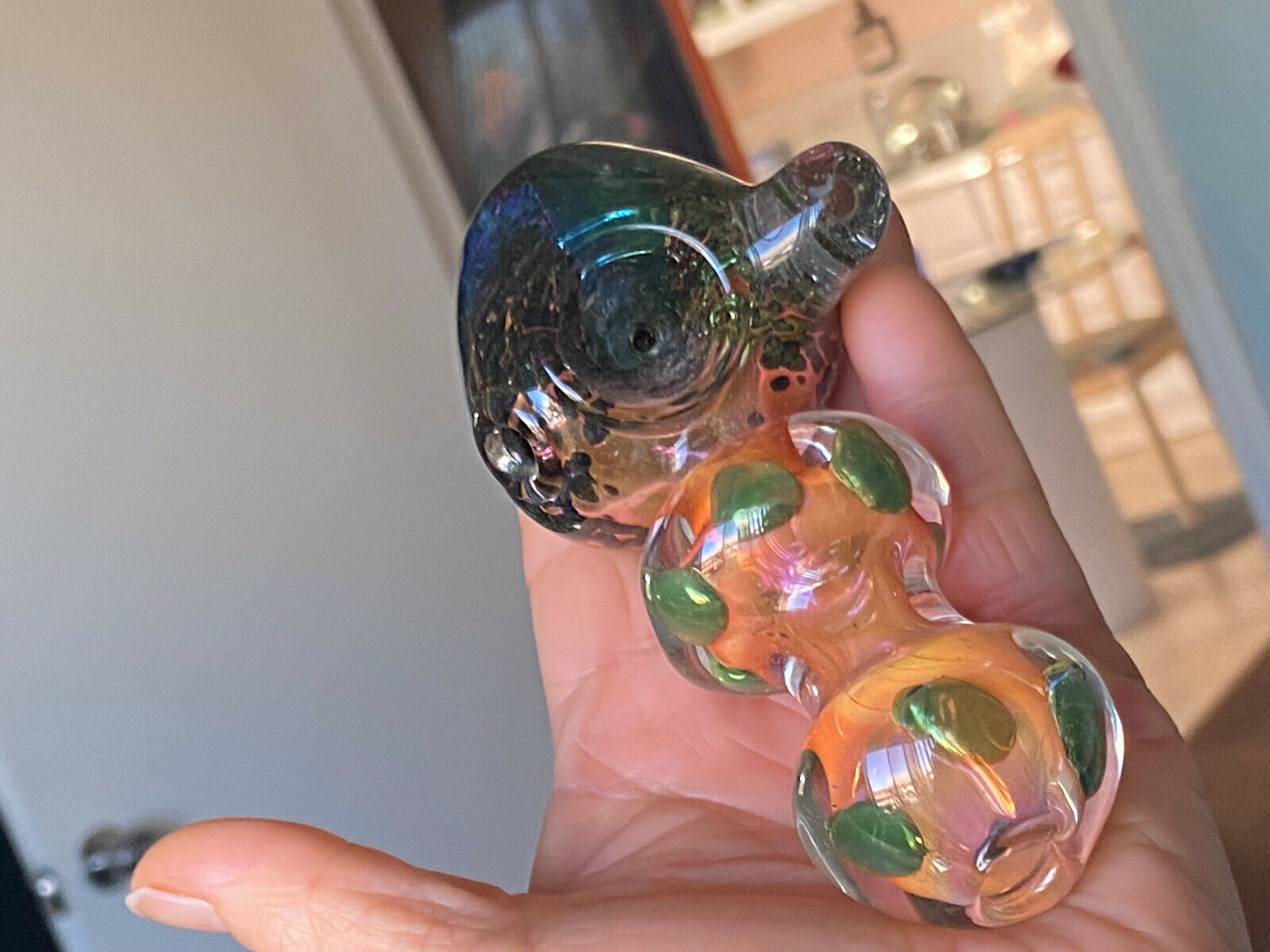 4.5" Hand Blown Glass Tobacco Pipes Blue Blizzard / Orange Yellow Wigs