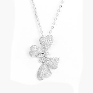 Wholesale 1.73g Sterling Silver Cubic Zirconia Pendant Heart Bow Shape from china suppliers