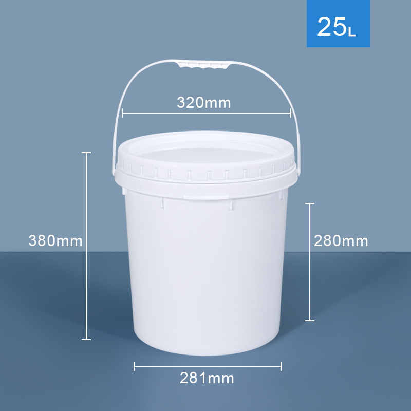PP Plastic Bucket Iron Handle Lid for Home Food Grade Transparent White Container
