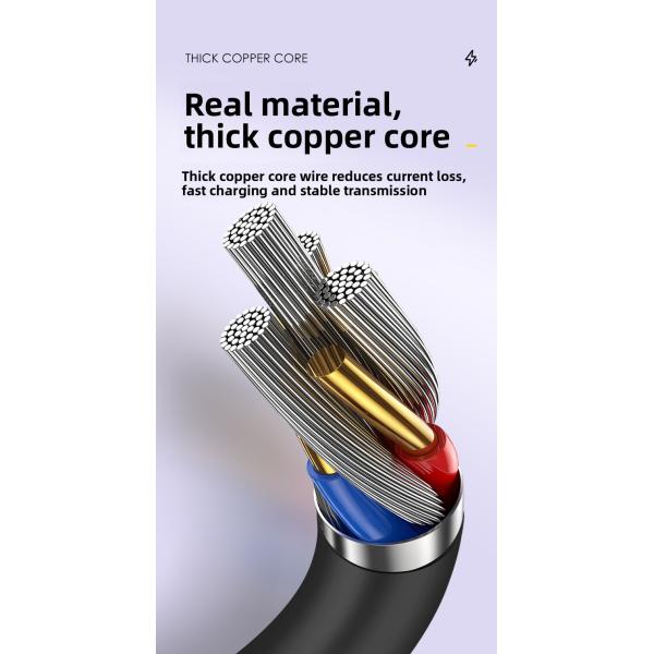 0.3M Black Color 100W Type-C Cable Fast 6A Charging USB-C for Phone Data Transfer