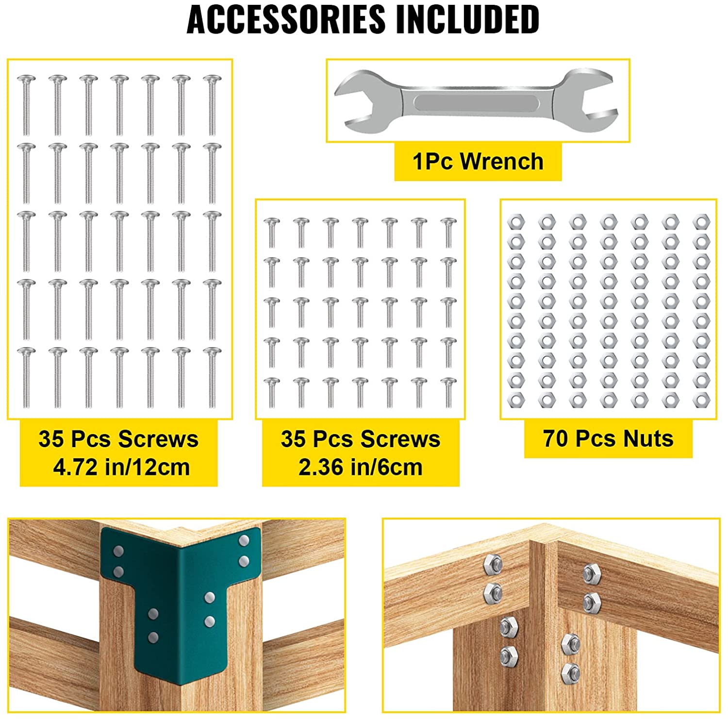 6x6 Heavy Duty Shop Table Pergola Corner Brackets for DIY Workbench 4mm Thickness Black