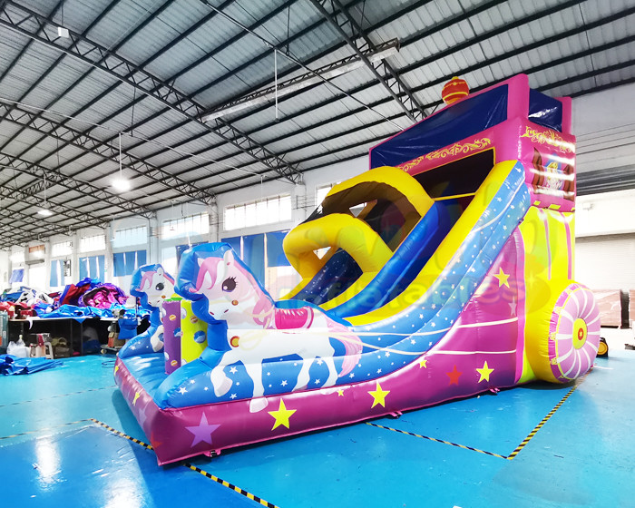 TUV Commercial Inflatable Slide Girl Carriage Princess Bounce House