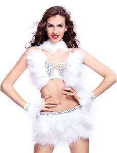 Wholesale Ladies Feather Dance Costumes Sexy Mini Skirt Covered With Rhinestones from china suppliers