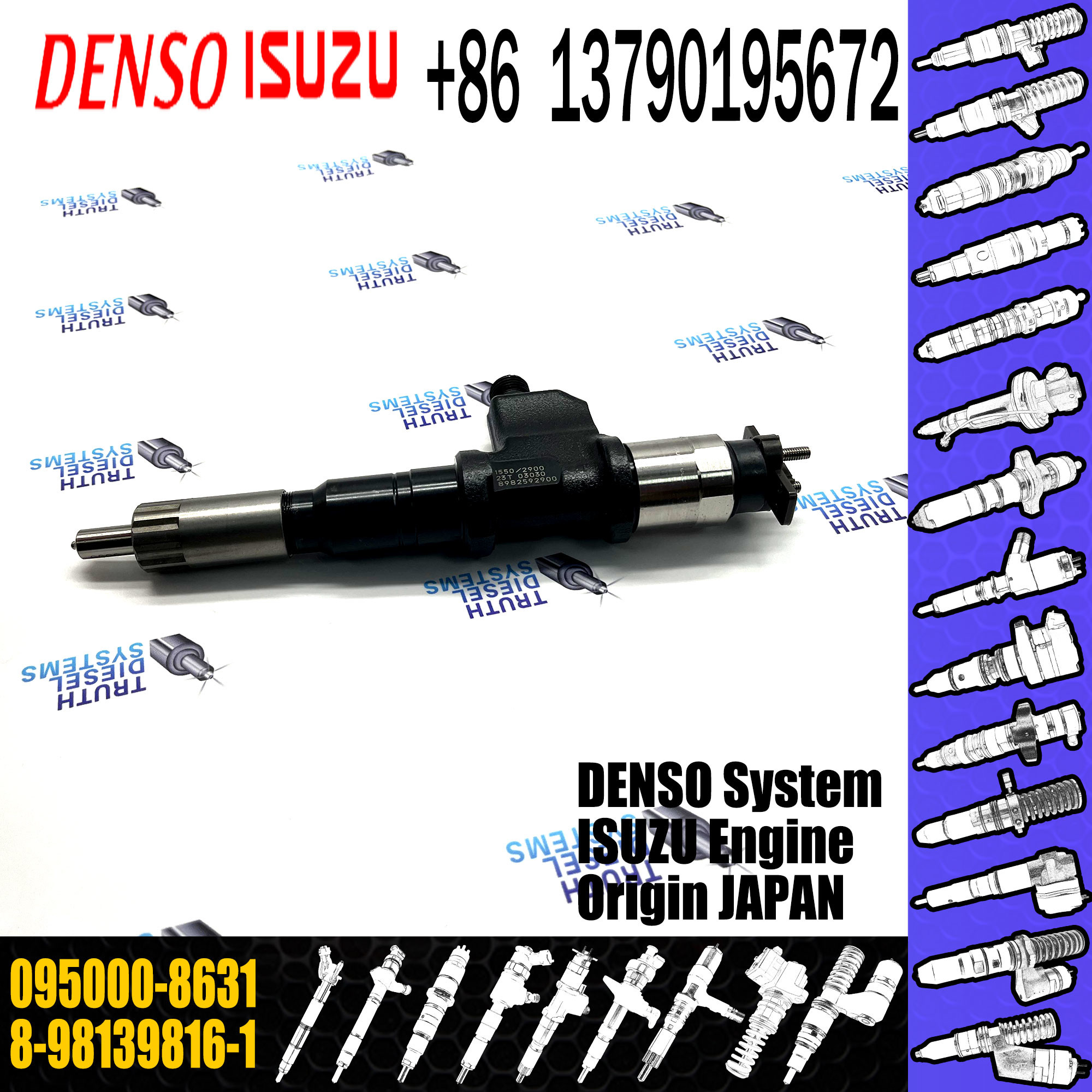 Huida Diesel Engine fuel injector 095000-8631 8-98139816-1 095000-8632 8-98139816-2 Original